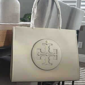 New tory Burch Ella bio small tote in warm white